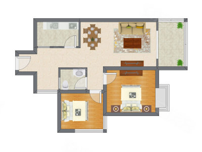 2室2厅 70.94平米户型图