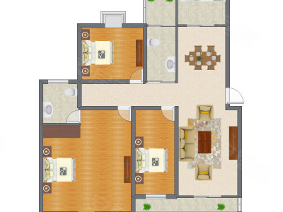3室2厅 128.80平米