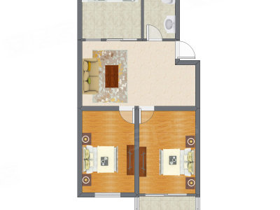 2室1厅 84.14平米户型图