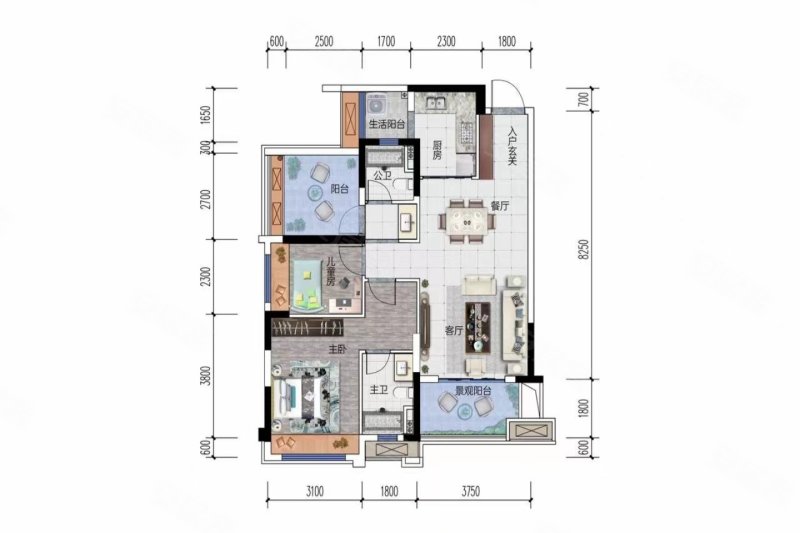 中科怡璟2室2厅2卫96㎡南110万