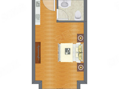 1室0厅 39.55平米
