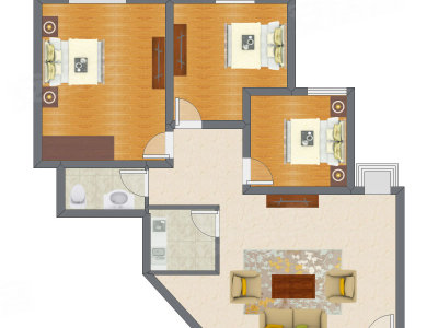 3室1厅 124.70平米户型图