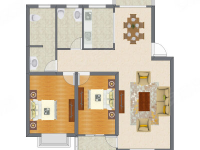2室2厅 112.58平米户型图