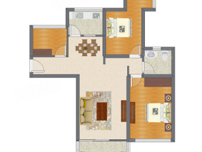 2室2厅 113.90平米户型图