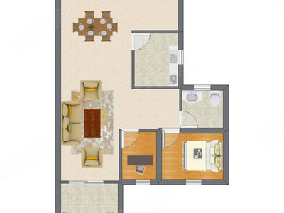 2室2厅 64.90平米