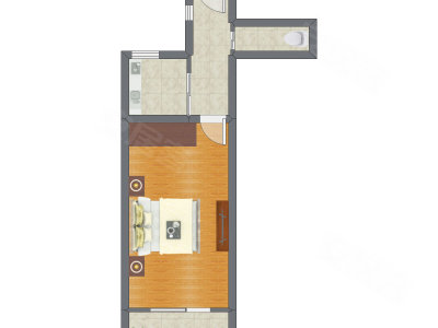 1室0厅 30.56平米户型图