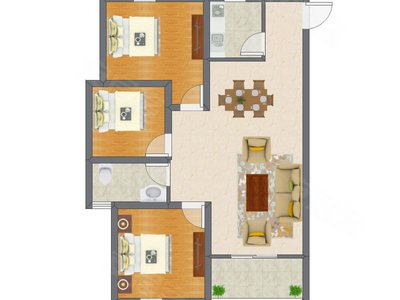 3室2厅 93.00平米