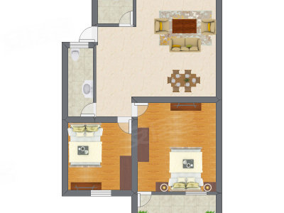 2室1厅 45.15平米