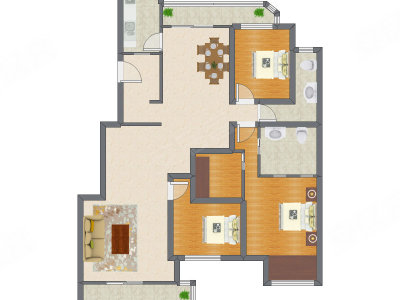 3室2厅 151.91平米户型图
