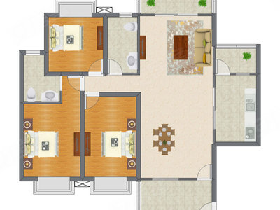 3室2厅 127.52平米