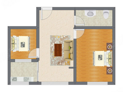 2室1厅 80.24平米