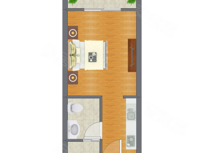 1室0厅 32.67平米户型图
