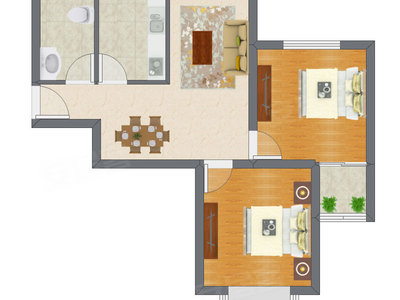 2室2厅 67.00平米户型图