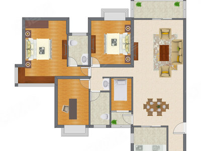 3室2厅 131.98平米