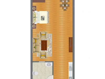 1室1厅 58.06平米户型图