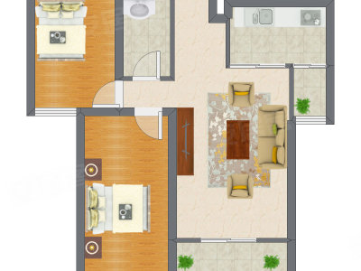 2室1厅 103.14平米户型图