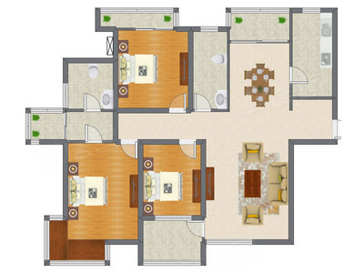 3室2厅 165.56平米