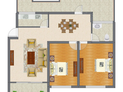 2室2厅 94.00平米