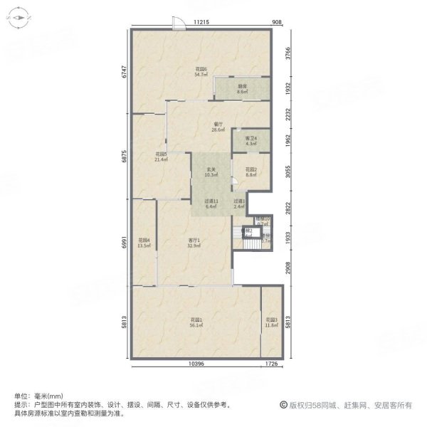 滨海御庭(别墅)5室3厅5卫358㎡南北1300万