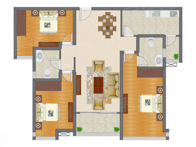3室2厅 120.10平米户型图