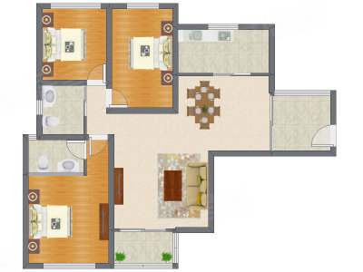 3室2厅 128.89平米