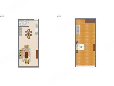 1室2厅 40.11平米户型图