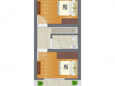 2室2厅 28.73平米户型图