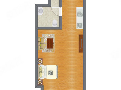 1室0厅 44.01平米户型图