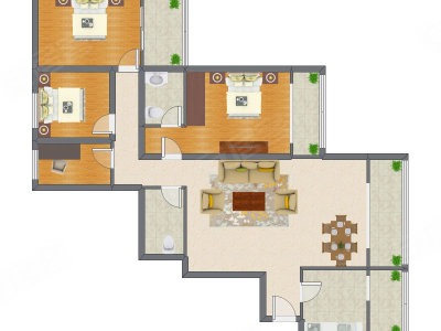 4室2厅 167.55平米户型图