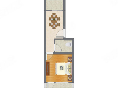 1室1厅 43.72平米户型图