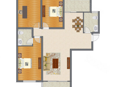 3室2厅 144.43平米户型图