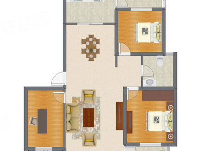 3室2厅 108.03平米户型图