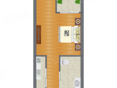 1室0厅 47.19平米户型图