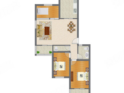 3室2厅 123.56平米户型图