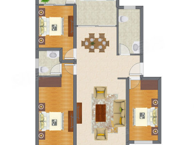 2室2厅 130.61平米户型图