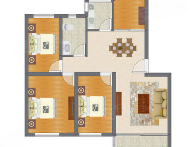 3室2厅 92.30平米户型图