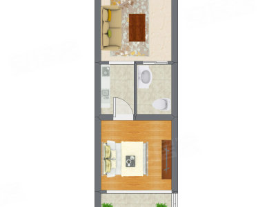 1室1厅 34.85平米户型图