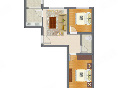2室1厅 63.10平米