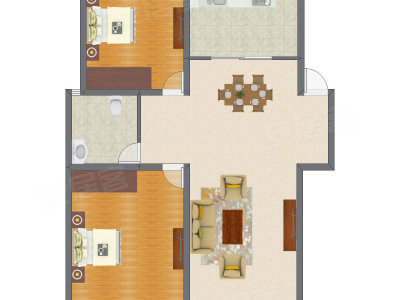 2室2厅 104.00平米户型图