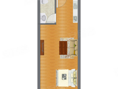 1室1厅 27.73平米户型图