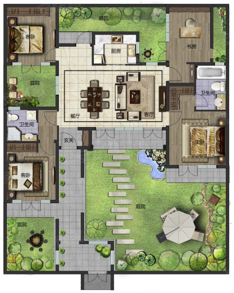 现房独门独院中式徽派合院有院子靠湿地公园和大型农场