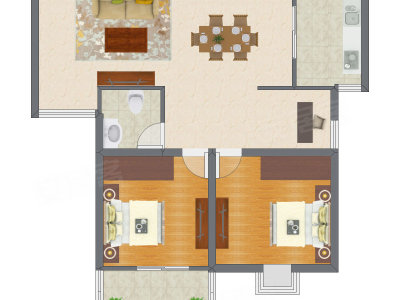 2室1厅 98.89平米户型图