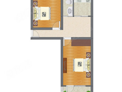2室1厅 39.24平米户型图