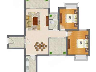 2室2厅 97.70平米户型图