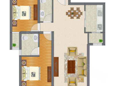 2室1厅 116.78平米户型图