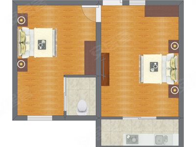2室0厅 40.00平米户型图