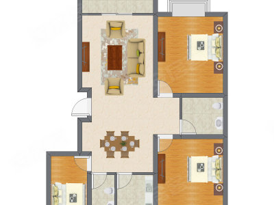 3室2厅 123.37平米