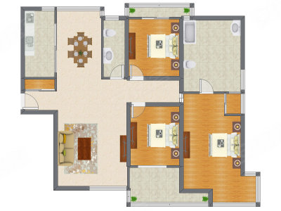 3室2厅 163.20平米