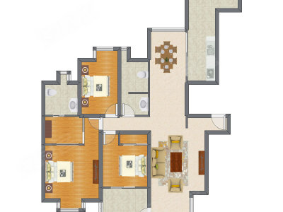 3室2厅 160.75平米户型图