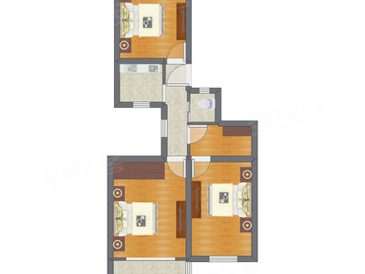 3室1厅 71.76平米户型图